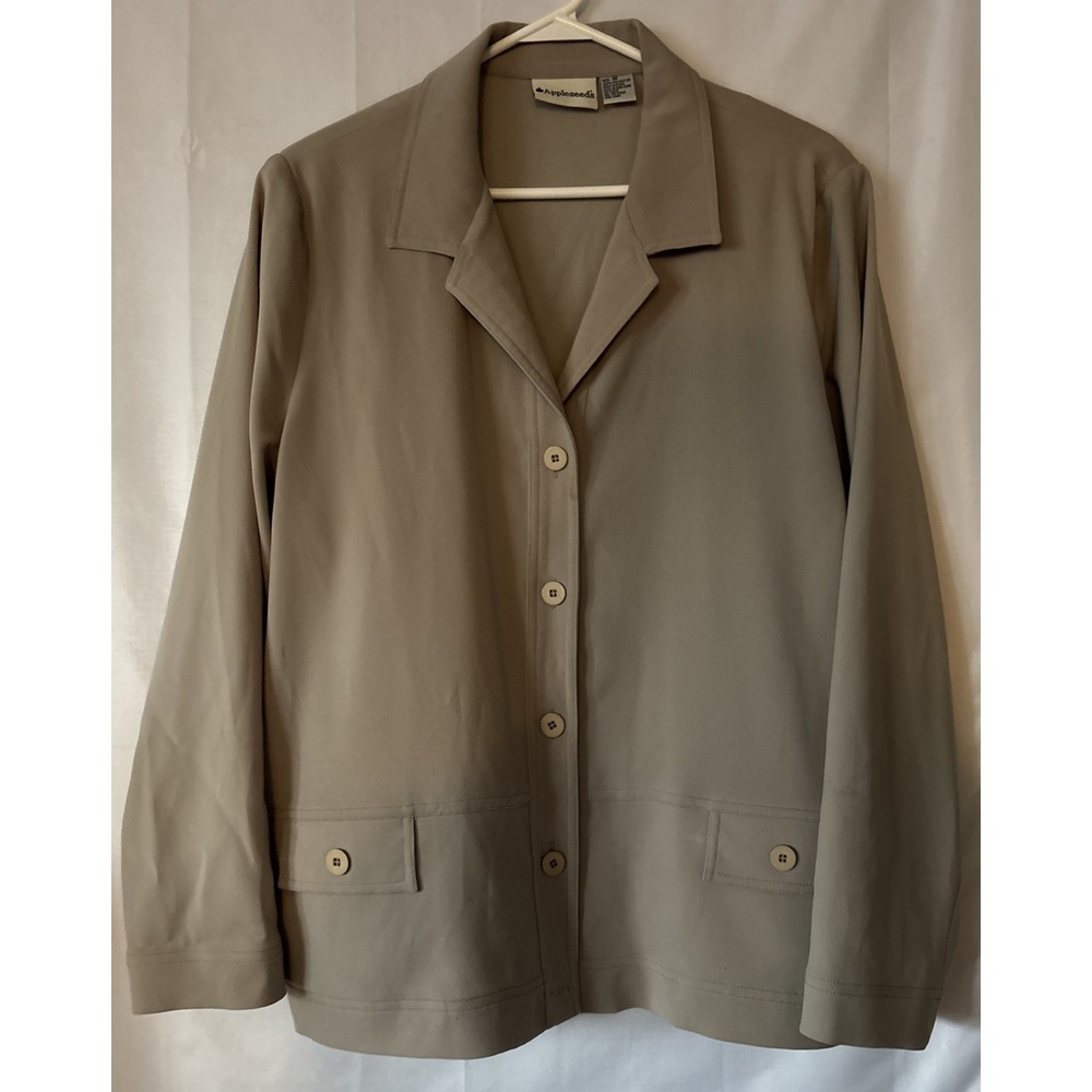 VTG  WOMEN'S APPLESEED'S TAN LIGHTWEIGHT JACKET/SHACKET‎ BLAZER Preppy SIZE 16